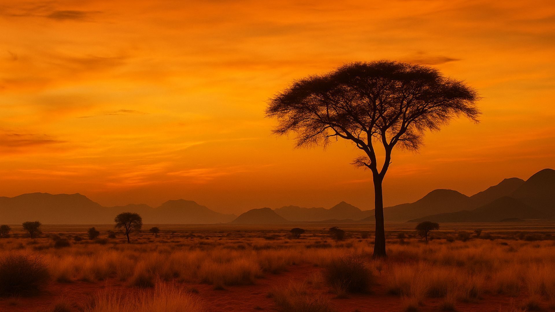 Open Namibian country at golden hour